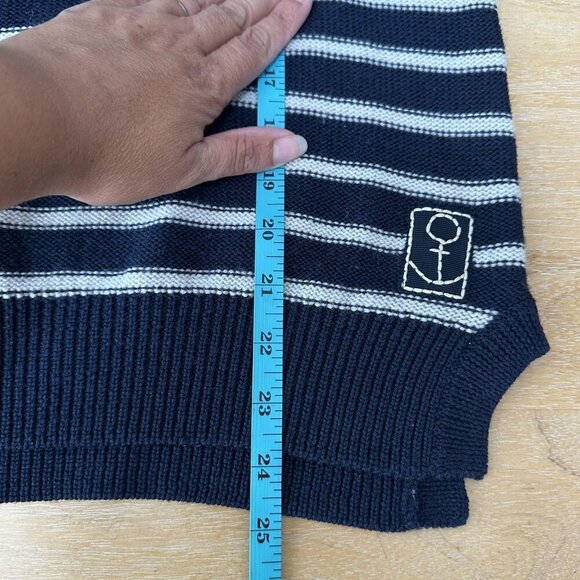 Rebecca Taylor Sweater Sz S Merino Wool Stripe Nautical Pullover Anchor Knit - Picture 12 of 12